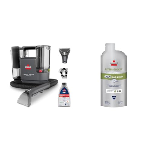 BISSELL Little Green Cordless SmartMix + NEW BISSELL Little Green Pro Oxy Spot & Stain Super Concentrate Cleaning Formula for Portable Deep Cleaners, 6 Super Concentrate Pouches - style: LG Cordless SmartMix + Super Concentrate