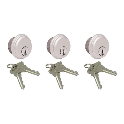 Pacific Doorware Mortise Lock Cylinders for Storefront Door, Silver, 3 Pack - color: Aluminum Silver, size: 3 Pack, style: Keyed Cylinder