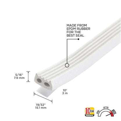 MD Building Rubber Window Seal for Large Gaps, White, 10ft - color: White, size: 5/16 in. x 19/32 in.