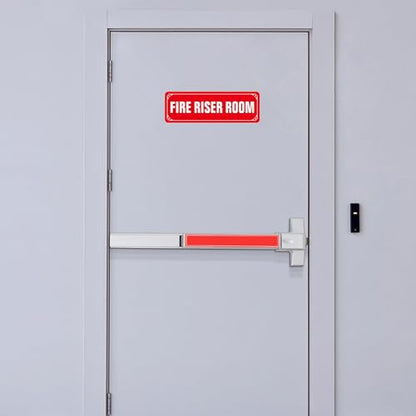 (2 Pack) Fire Riser Room Sign, Self Adhesive Rust Free and Reflective Aluminum Metal Sticker Signs for Wall and Door (9 x 3 inches, Red/White) - color: Red /White