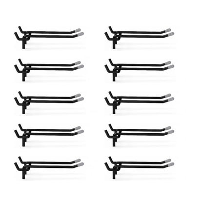 HUHOLE 10 Pack 4 Inch Double Arm Pegboard Hooks for 1/4" Peg Board - color: Black, size: 4 Inch