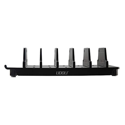 Adjustable Universal Multi Device Organizer Dock Stand Holder, Tablet Cell Phone Desktop Stand for iPhone Samsung Galaxy Google Nexus Kindle (Black)- No Charging Port - color: Black