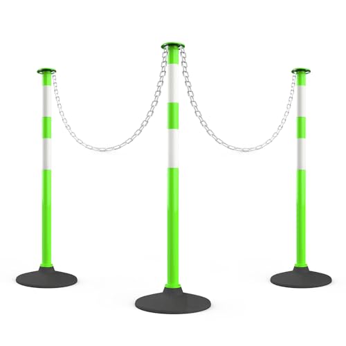 RoadHero 3 Pack 34 Inch Traffic Delineator Posts Cones, Lime Green - color: Green