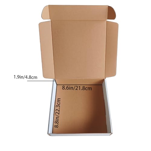 9 x9 x2 Inch Shipping Boxes Set of 25,White Corrugated Cardboard Mailers - size: 9x9x2 inches