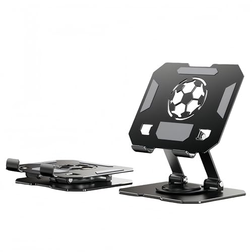 360° Rotatable Metal Tablet Stand(Backboard Soccer Cutout Design), Adjustable Folding Desktop Stand for iPad/iPhone/Switch, Universal Use for Office/Movie/Studying/Drawing/Gaming, Black - color: World Cup Stand - Black