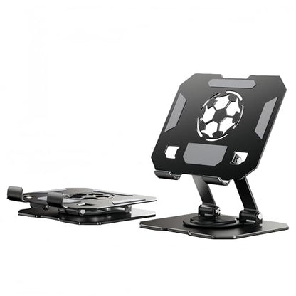 360° Rotatable Metal Tablet Stand(Backboard Soccer Cutout Design), Adjustable Folding Desktop Stand for iPad/iPhone/Switch, Universal Use for Office/Movie/Studying/Drawing/Gaming, Black - color: World Cup Stand - Black