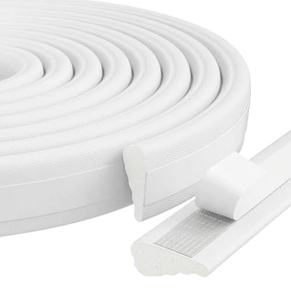 118" Wedge-Shape Foam Weather Stripping Self-Adhesive Door Window Seal Strip, Soundproof Noise Draft Blocker Gap Filler, Winter Insulation Tape for Exterior Interior Door Frame, White