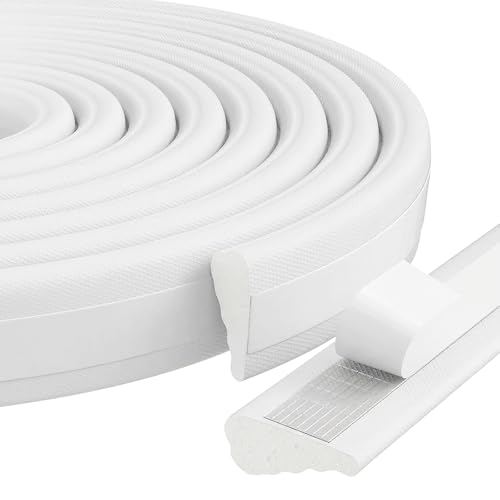 118" Wedge-Shape Foam Weather Stripping Self-Adhesive Door Window Seal Strip, Soundproof Noise Draft Blocker Gap Filler, Winter Insulation Tape for Exterior Interior Door Frame, White