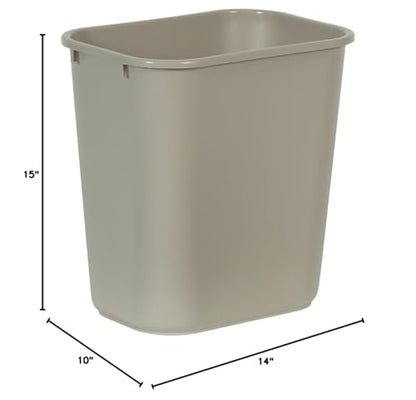 Rubbermaid Commercial Standard Series Wastebaskets, 15" x 10.3" x 14.4", Beige