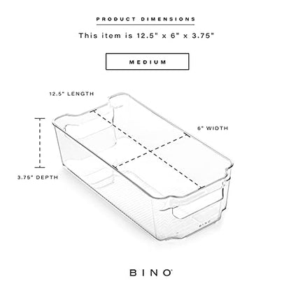 BINO | Stackable Storage Bins, Medium - 4 Pack | The Stacker Collection | Clear Plastic Storage Bins | Organization and Storage Containers for Pantry & Fridge | Multi-Use Organizer Bins | BPA-Free - size: 4PK - Medium