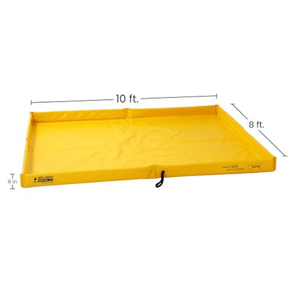 Spill Ready 8' x 10' Foam Wall Spill Containment Berm - 22oz PVC, 285 Gallon Sump, 8x10 Secondary Containment Spill Berm | Yellow with 0.75" Drain | Quick & Easy Setup - Garage & Industrial Use - size: 8' x 10'