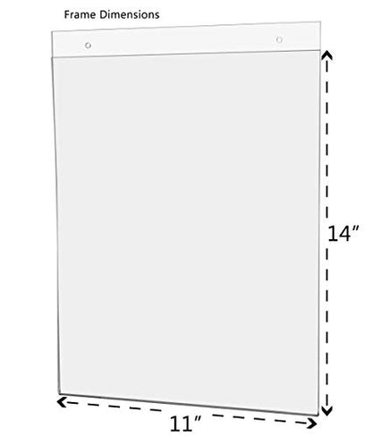 10 Pack Wall Mount Sign Holder for 11" x 14" Signage and Promotional Materials at Trade Shows Conventions and Expos Clear Acrylic with 2 Pre Drilled Holes and Hanging Hardware by Marketing Holders - size: 11"w x 14"h