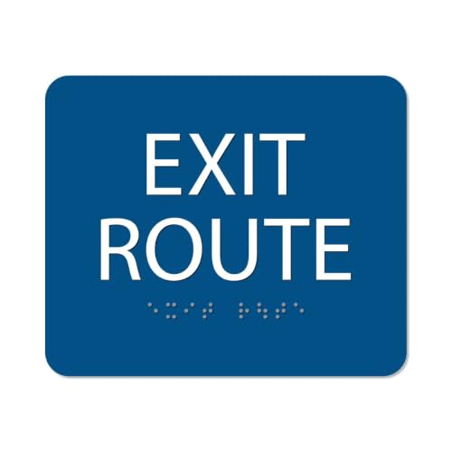 Alpha Dog Exit Route Sign, 5x6 ADA Braille Sign, Blue - color: Blue, size: Exit Route