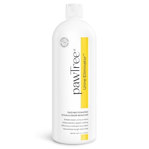 pawTree Urine Eliminator™ - Stain & Odor Remover for Cats and Dog. Enzymatic technology permanently removes old and new stains, neutralizes odors, and prevents repeat marking. Ideal for carpets.