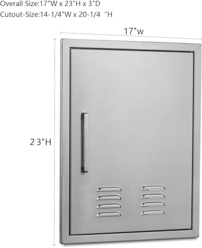 Outdoor Kitchen Doors, 17x23 Inch 304 Stainless Steel BBQ Access Door with Vent, Double Steel Doors for Outdoor Grill Island - size: 17W x 23H-Right