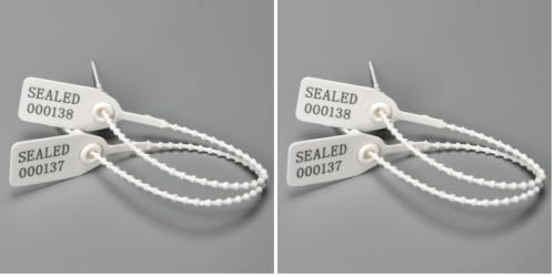 Plastic Tamper Seals, Zip Ties for Fire Extinguishers Pull Tite Security Tags Numbered Disposable Self-Locking Tie 250mm Length (100 PCS, White) (Pack of 2) - color: White, size: 100 PCS (Pack of 2)