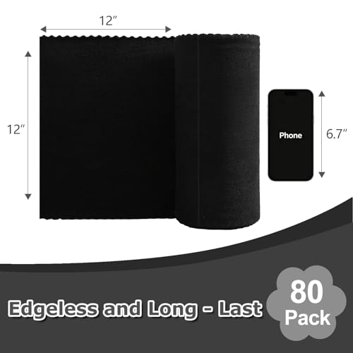 80 Pack Microfiber Cleaning Cloth Roll Reusable Paper Towels 12"x12" Black Tear Away Cloth, Microfiber Towels for Cars, Wash Cloths, Lint Free Rags for House, Kitchen,Window,Cleaning Supplies - color: Black