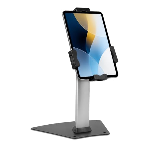 Mount-It! Universal Tablet POS Stand with Key Lock, Bolt-Down Base, Silver - size: Counter - Wide Base