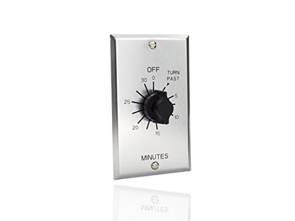 NSI TORK C530M Spring-Wound In-Wall Twist Timer with Commercial Style Metal Plate and 30-Minute Length for Automatic Shutoff of Motors or Lights, #12AWG