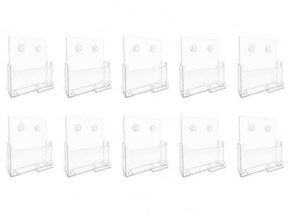 SourceOne Premium Brochure Holder for 9" Booklet with Business Card Container Clear Acrylic Countertop Organizer (10 Pack) - size: 10 Pack