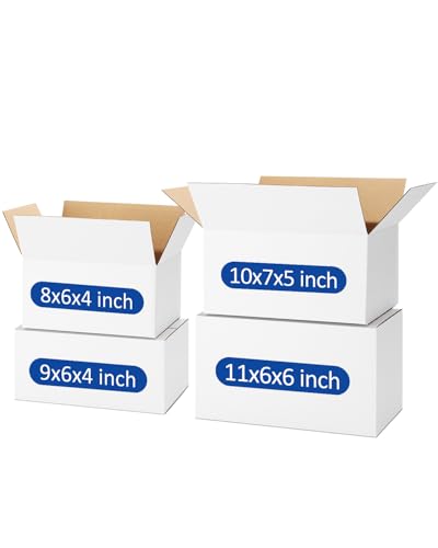 Assorted-Sizes-Shipping-Boxes-40-Pack: 8x6x4 & 9x6x4 & 10x7x5 & 11x6x6 Small-Shipping-Boxes-Mailers, White Corrugated-Cardboard-Boxes-for-Packing-Small-Business Mailing - color: White, size: 8x6x4 & 9x6x4 & 10x7x5 & 11x6x6 inches