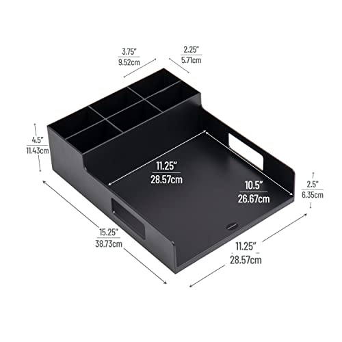 Mind Reader Utensil Napkin and Plate Organizer Tray, Countertop Caddy with 7 Compartments, Holds Plates up to 10.5 Inches, Breakroom and Buffet Organizer, Plastic, Black - size: Napkin & Plate Holder