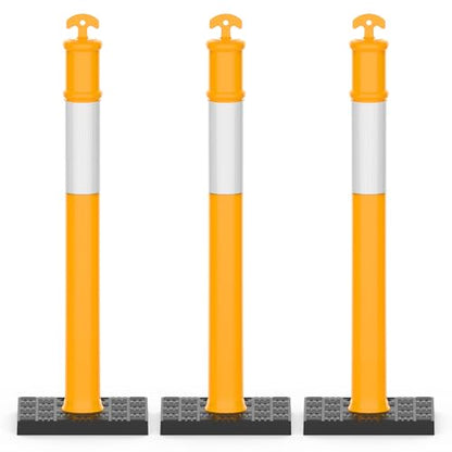 RoadHero 45 Inch Traffic Delineator Post Cones with Base, Yellow, 3 Pack - color: Yellow
