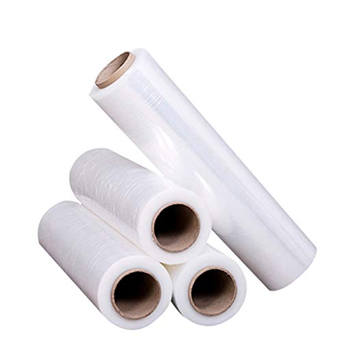 APQ 4 rolls of Cast Hand Stretch Film 18" x 2000'. Hand Stretch Wrap, 60 Gauge Thickness. Excellent Tear Resistance. Clear Residue Free Film for Moving, Shipping, Wrapping. Industrial Grade Cast Film. - size: 18" x 2000'