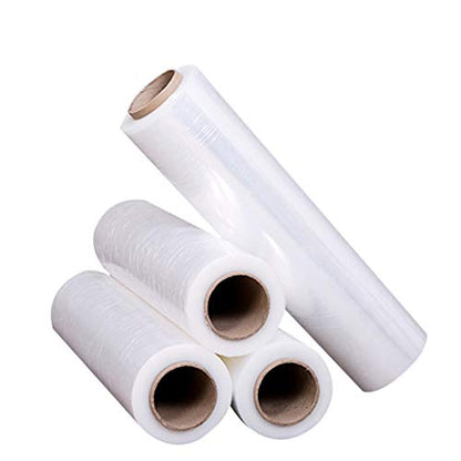 APQ 4 rolls of Cast Hand Stretch Film 18" x 2000'. Hand Stretch Wrap, 60 Gauge Thickness. Excellent Tear Resistance. Clear Residue Free Film for Moving, Shipping, Wrapping. Industrial Grade Cast Film. - size: 18" x 2000'