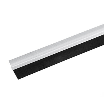 uxcell Door Bottom Sweep H-Shape Aluminum Alloy Base with 1.2-inch Gray Nylon Brush 39-inch x 2.28-inch - color: Silver, size: 39.37" x 1.2"