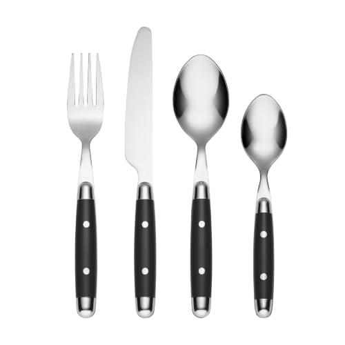 Cambridge Jubilee Black Stainless Steel Silverware Set for 4, 16-Piece - color: Black