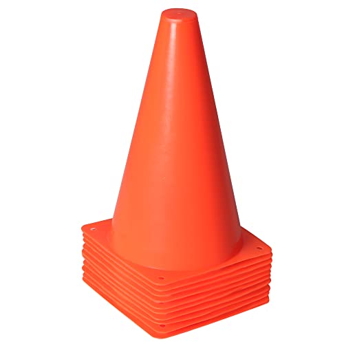 Alyoen 9 inch Orange Traffic Cones, Plastic Sports Cones, Soccer Training Cones for Outdoor Activity & Festive Events (Sets of 10/15/ 20) - color: 10-Pack Orange