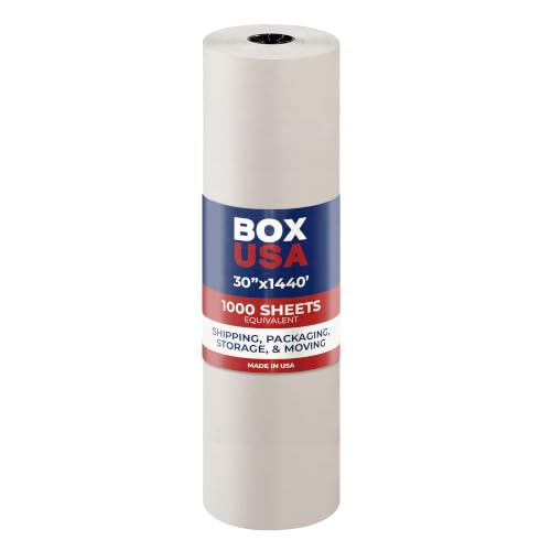 BOX USA White Newsprint Paper Roll 30x17280" (1440'), Recycled for Packing - size: 30"