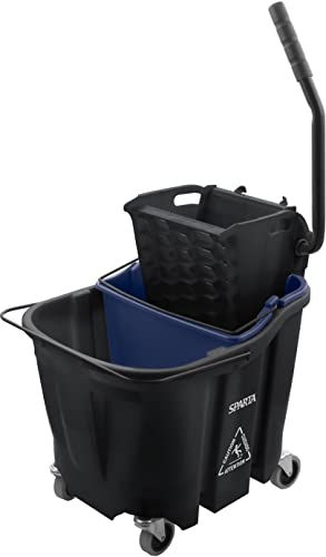 SPARTA 35 Qt Mop Bucket System with Wringer and Insert, Black - color: Black