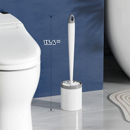 Holaloha Toilet Brush and Holder Set, Compact Design, 4 Pack, White