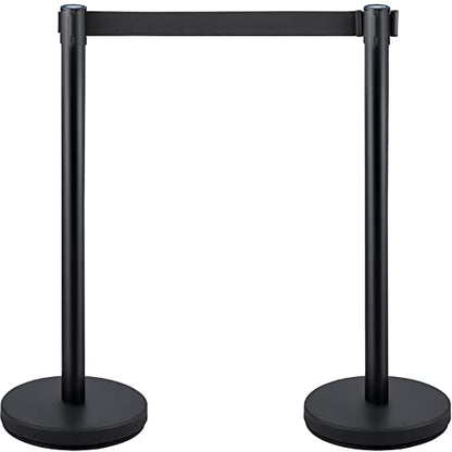 6PCS Stanchion Queue Post, Black 6.5ft Retractable Belt 36In Height, Stanchion Posts Queue Pole for Crowd Control Barriers