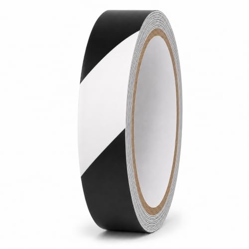 GGR Supplies Black & White Hazard Stripe Tape, 1 inch x 18 Yards - color: Black & White, size: 1 in. x 18 yds. (24mm)