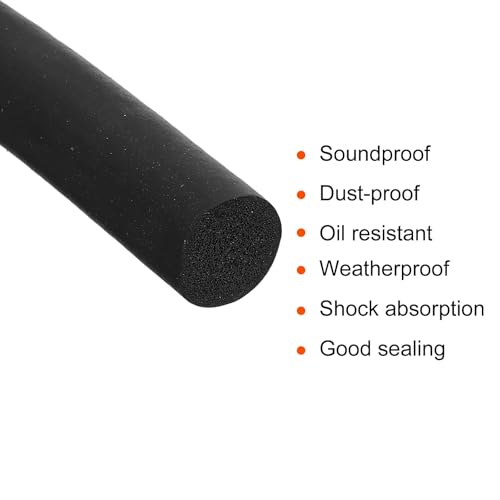 uxcell Foam Rubber Weather Seal Strip, 2.5mm(3/32") Diameter 6 Meters (19.69Ft) Long Round EPDM Rubber for DIY Gasket, Warehouse, Pads, Foam Tubing, Crafts - size: 2.5mmx6m