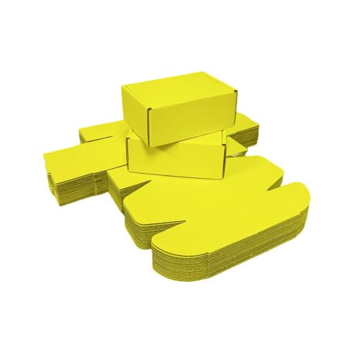 50 Pack 4.3x3.1x2 in Lemon Yellow Mini Shipping Boxes - color: Lemon Yellow, size: 4.3x3.1x2 in