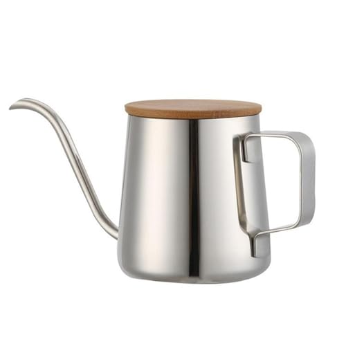 Gooseneck Pour Over Kettle, 12oz/350ml Stainless Steel Coffee Kettle with Wooden Lid, Long Spout for Precise Pouring, Hand Drip Coffee & Tea Pot