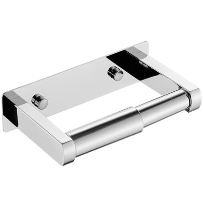 Pokim Polished Chrome Toilet Paper Holder,Self Adhesive or Screw Wall Mount Toilet Roll Holder Stainless Steel Double Post Tissue Holder for Bathroom,Commercial Toilet Paper Dispenser - color: Chrome
