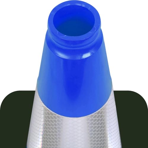 6 Pack 18" Inch Blue PVC Traffic Cones with Heavy-Duty Base, High-Visibility All-Weather Safety Cones for Road Construction, Parking Lot, and Garage Use (6, Blue, 18" Medium) - color: Blue, size: 18" Medium