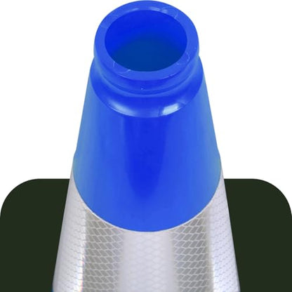6 Pack 18" Inch Blue PVC Traffic Cones with Heavy-Duty Base, High-Visibility All-Weather Safety Cones for Road Construction, Parking Lot, and Garage Use (6, Blue, 18" Medium) - color: Blue, size: 18" Medium