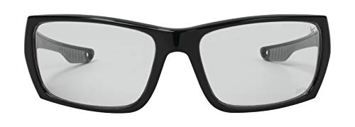 X Power ANSI Z87+ Safety Sunglasses Impact Resistant Polycarbonate Lens & Double Injection Frame - color: 003 Black & Grey Frame / Clear Lens
