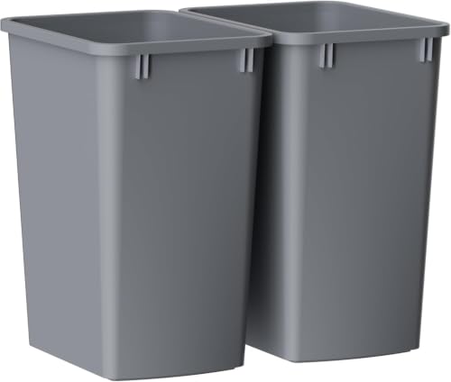 ROOMTEC 35QT Kitchen Trash Can,Lightweight and Sturdy Slim Trash Can,2 Pack - color: Grey, style: 2PCS
