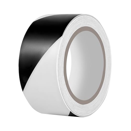 Hazard Tape - 2 Inch x 108 Feet Black & White Ultra-Adhesive Safety Stripe Tape for Marking Floor, Walls - color: Black & White
