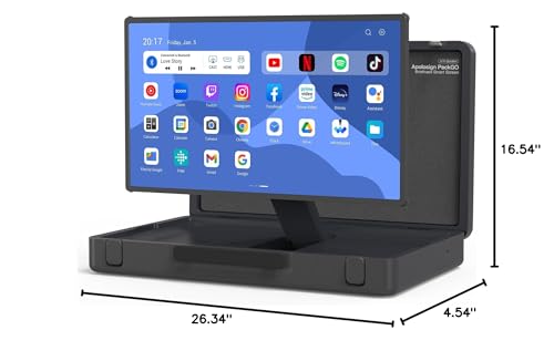 apolosign packgo 27-Inch Portable Entertainment System, Compact Suitcase Design Smart TV, Android OS, Bluetooth 3D Speakers, Built-in Battery 6H, Briefcase Screen Perfect for Travel & Parties (Gray) - color: Gray
