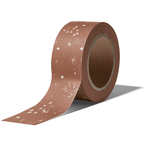 Impack Water Activated Tape - Packing Tapes for Sealing Boxes and Cartons - Gummed Tape for Mail Boxes or Gift Boxes - Biodegradable Paper Shipping Tape for Small Business (Rosy Brown 164ft - 50m) - color: Rosy Brown Floral