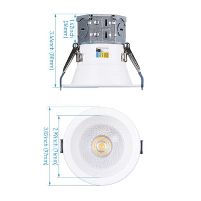 TORCHSTAR 8-Pack 5CCT 3 Inch LED Recessed Light Canless, White - color: White-5CCT, size: 3 Inch