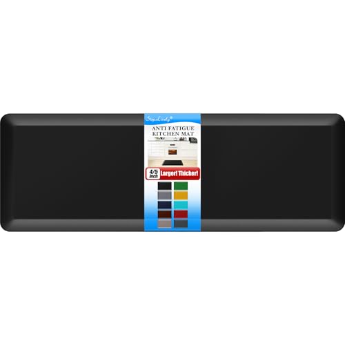 4/5 Inch Thick Kitchen Mat - Cushioned Anti Fatigue Mat for Kitchen Floor - color: Black, size: 70"L x 24"W x 0.8"Th